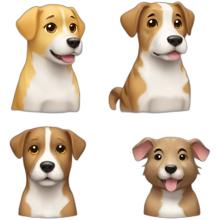 medium yellow dog with a big brindle brown and a gray hamster emoji