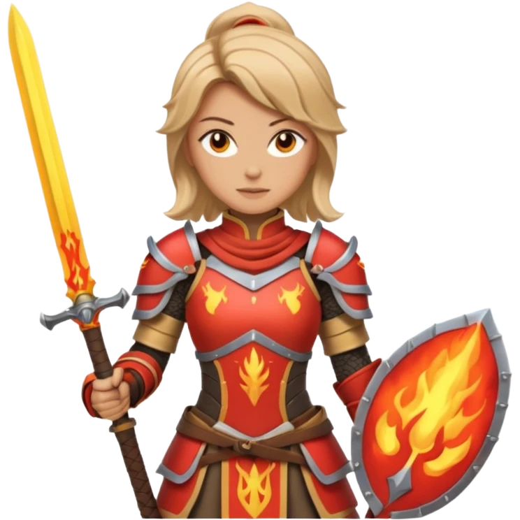 woman fire armored warrior emoji