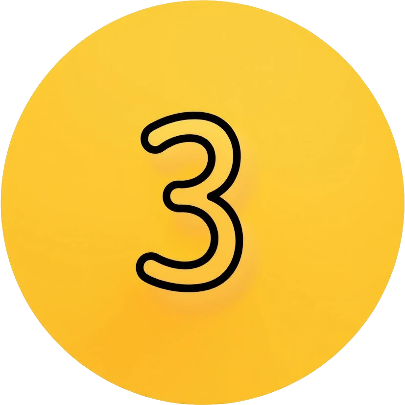 Number 3 on a yellow volumetric background emoji