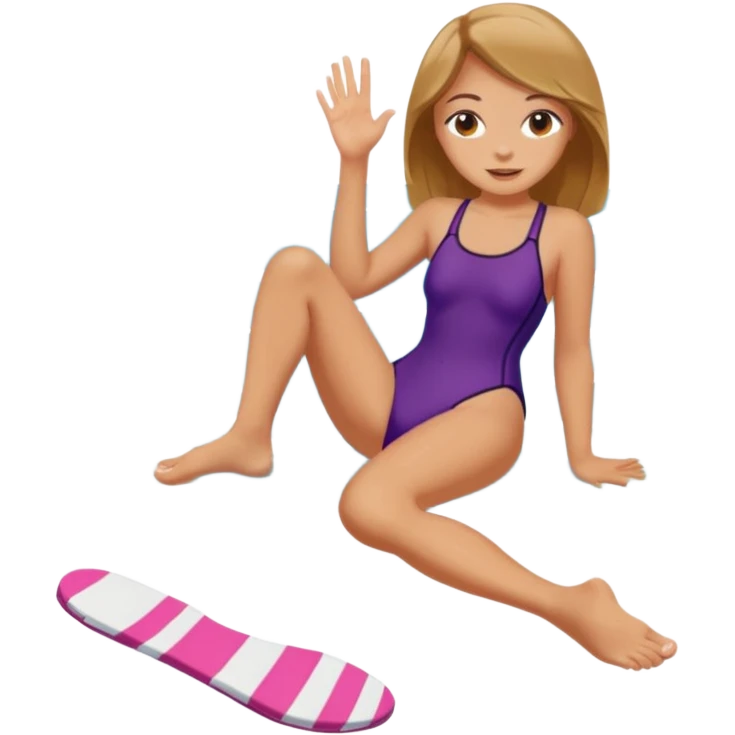 Draw a girl in a swimsuit who shows her foot emoji