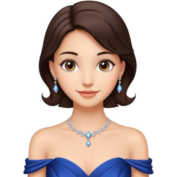 a beautiful brunette hair princess wearing a gown with elegant piercing and smile gently  emoji