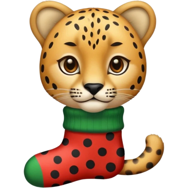 Cheetah with Christmas socks emoji