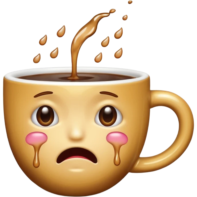 Crea un emoji che piange con sotto  le lacrime delle tazzine  emoji