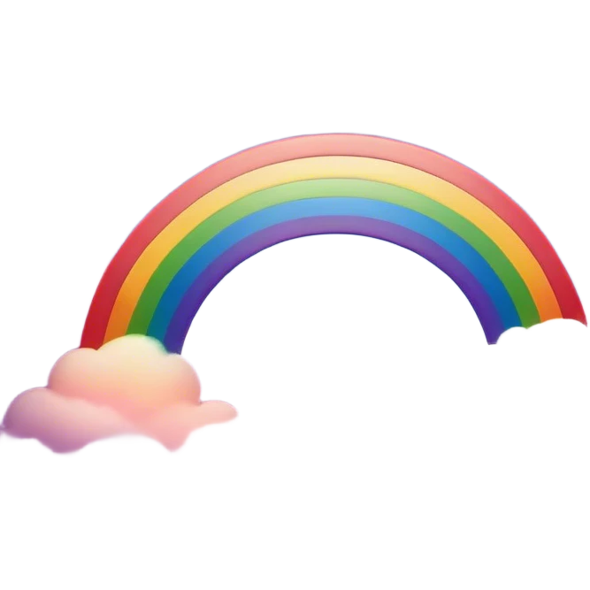 Cinematic Realistic Rainbow Emoji, Arching gracefully across the sky, with soft, glowing hues of red, orange, yellow, green, blue, indigo, and violet blending seamlessly into one another. The rainbow feels like a hopeful promise, gently illuminating the sky with a warm, uplifting glow. Soft glowing outline, capturing the essence of joy, hope, and vibrant color in a stunning rainbow! emoji