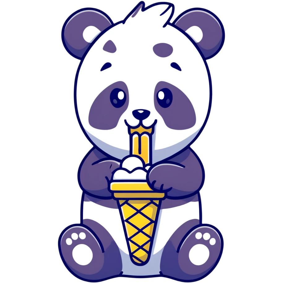 Panda eating ice cream emoji