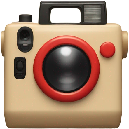 red polaroid instant camera with a beige bow on top emoji
