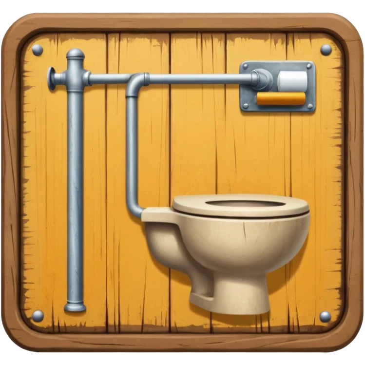 Wooden sign, toilet emoji
