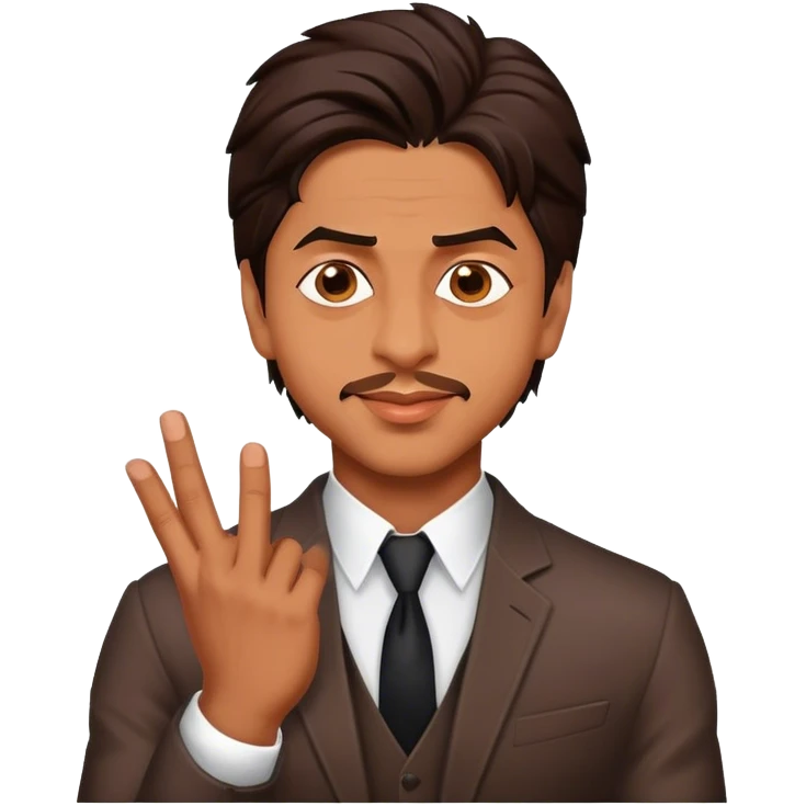 Cinematic Realistic Shah Rukh Khan Pop Culture Emoji, showcasing the charismatic charm of the Bollywood superstar rendered with lifelike detail and captivating lighting. emoji