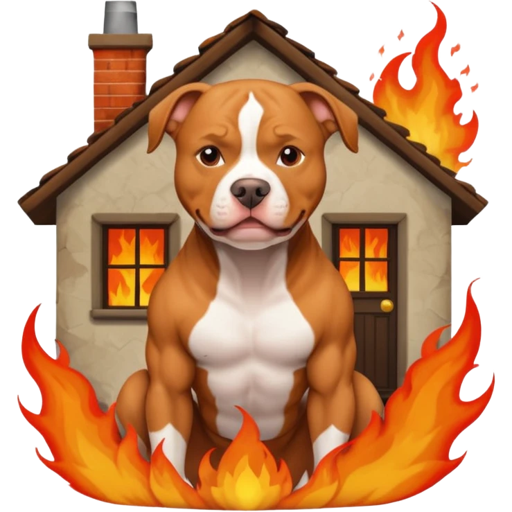 pitbull in front of a house fire emoji