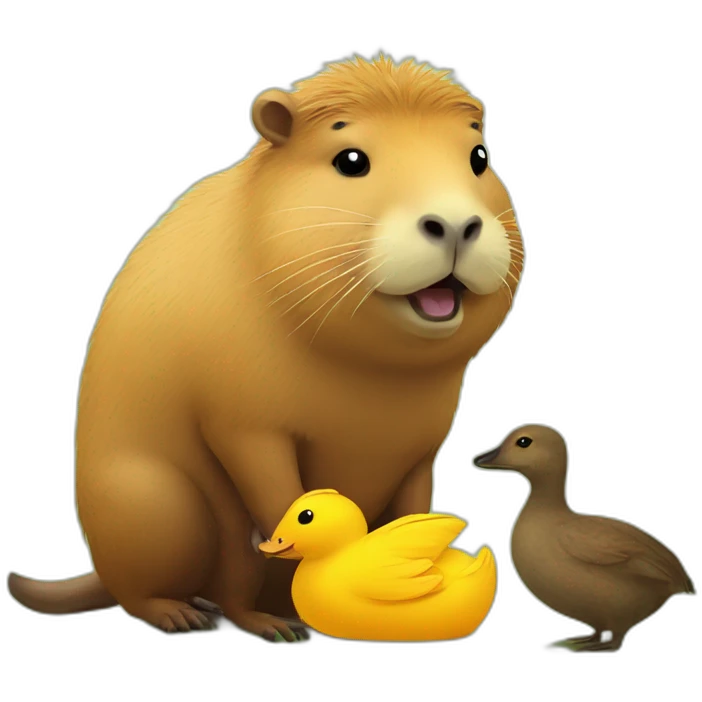 capybara friends with duck emoji