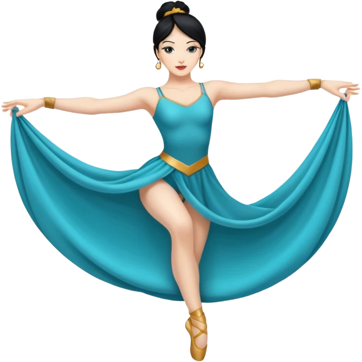 Emoji de una mujer pelinegra blanca bailarina de danza aerea haciendo figuras en la tela en el aire  emoji