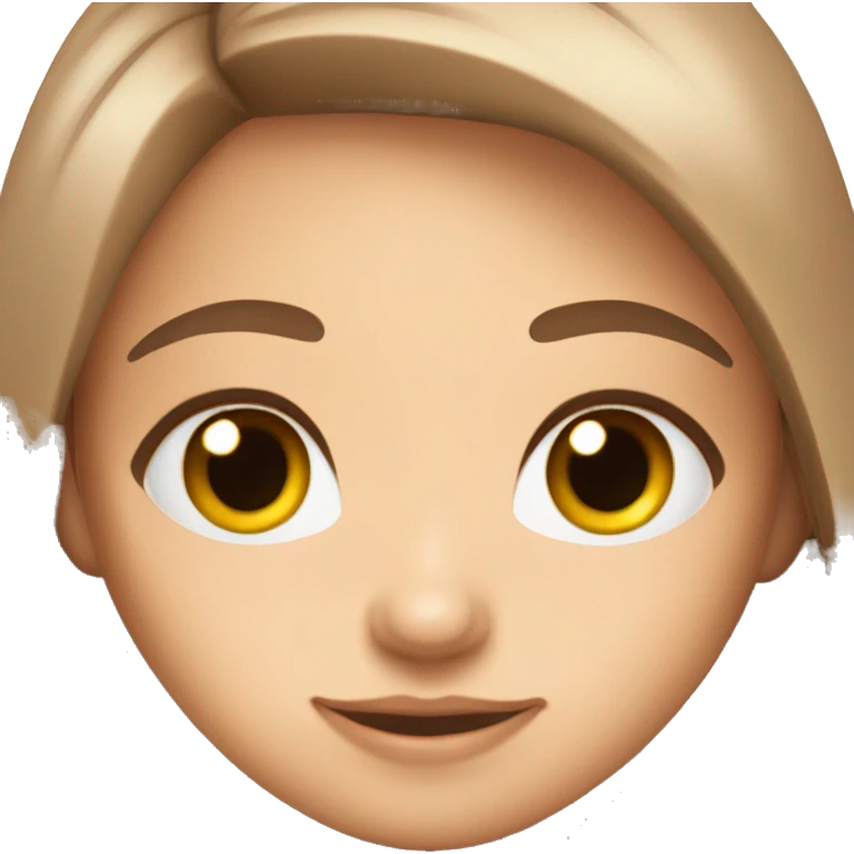 🤷🏻‍♀️ this emoji girl but with blue eyes and brown long straight hair emoji