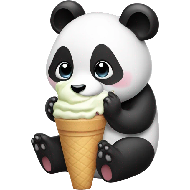 Panda eating ice cream emoji
