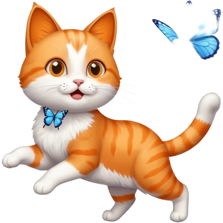 playful cat chasing a butterfly emoji