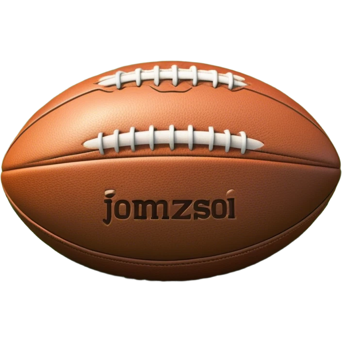 Cinematic Realistic image of a rugged rugby ball with detailed leather textures and precise stitching, rendered against a sunlit field backdrop with dynamic natural lighting that emphasizes its robust character emoji