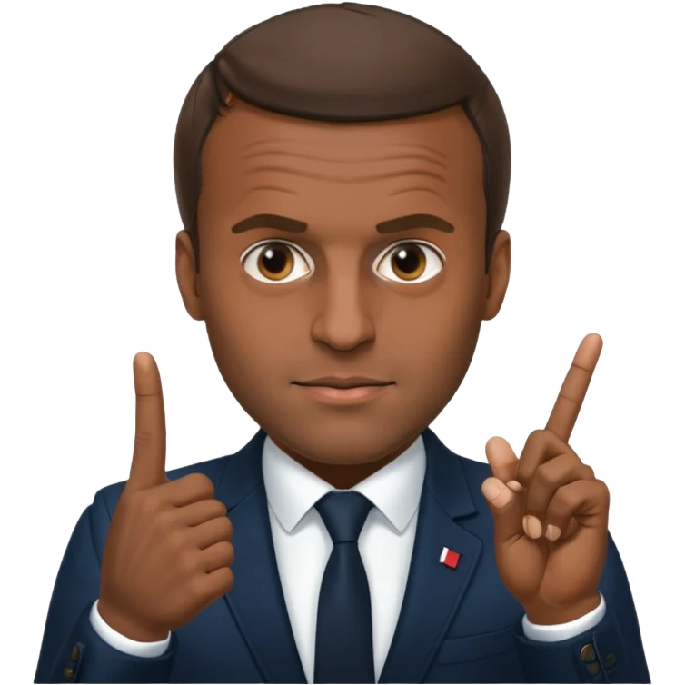 Emmanuel Macron qui fait un 🖕🏿 emoji