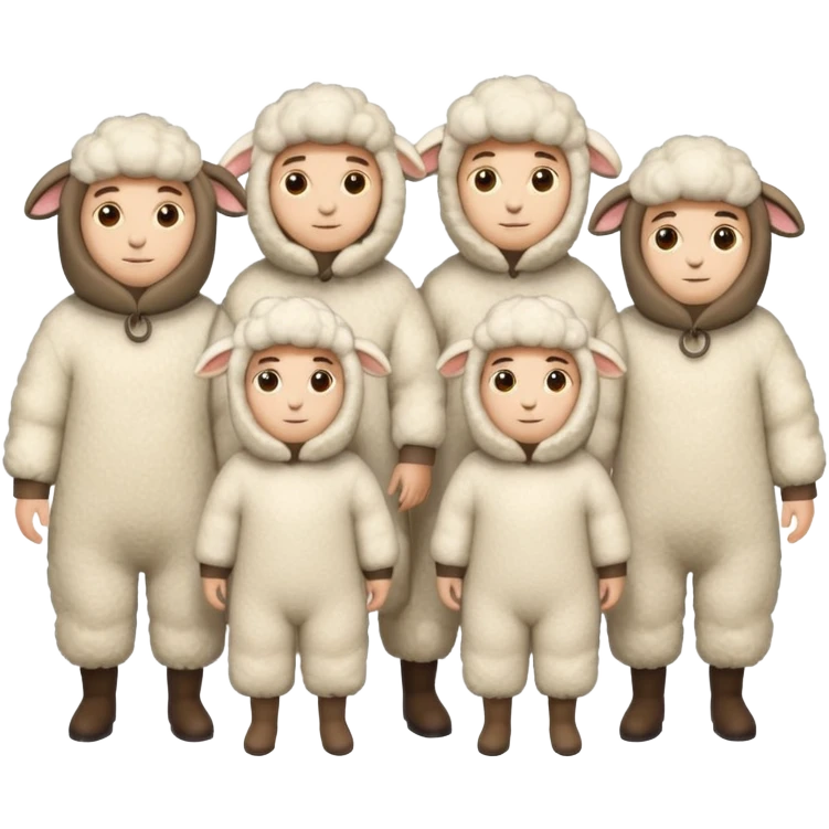 Quero 5 pessoas vestidas de ovelhas emoji