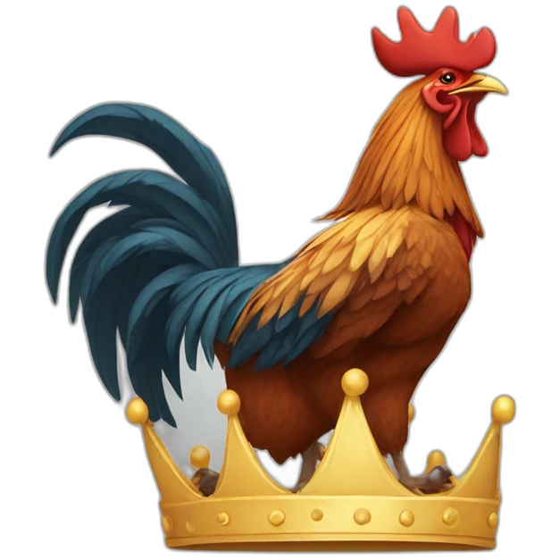 fighting and howling rooster with a crown on its head emoji