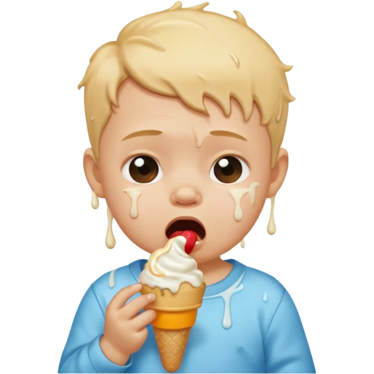 Baby crying while eating ice cream emoji