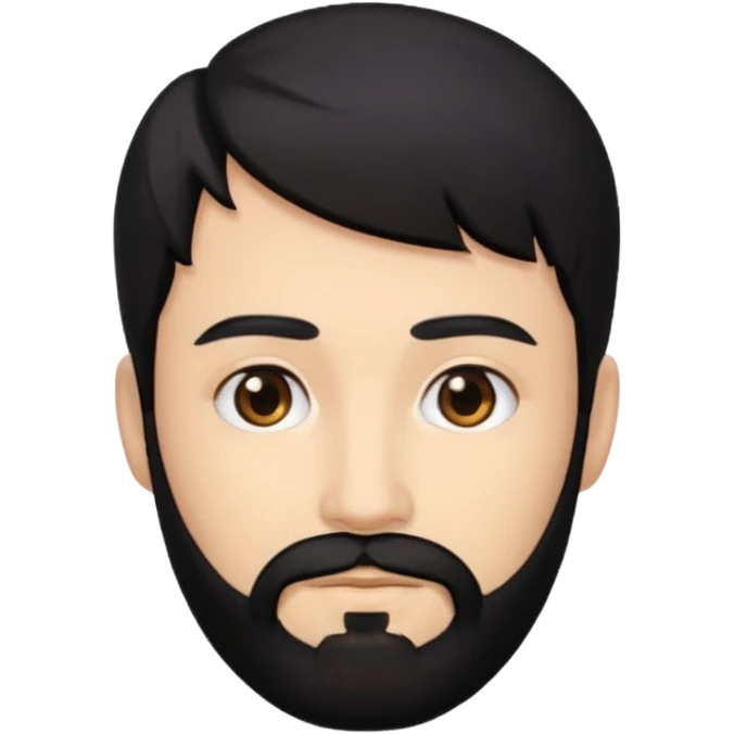 Black hair and black beard. Brown eyes emoji
