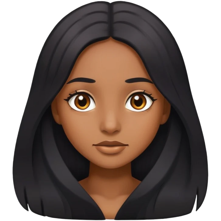 brown skin girl with long black hair and brown eyes emoji