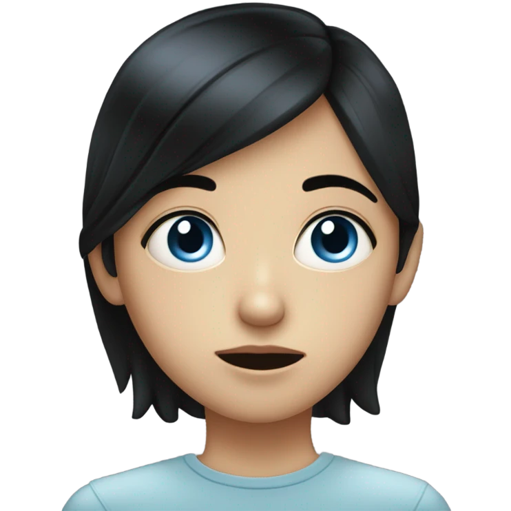 Black hair blue eye girl drooling over light skin guy emoji