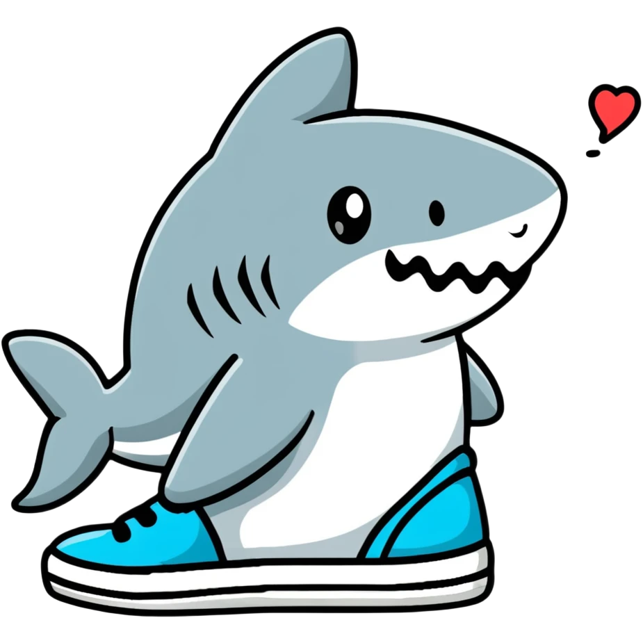 shark wearing sneakers, playful emoji