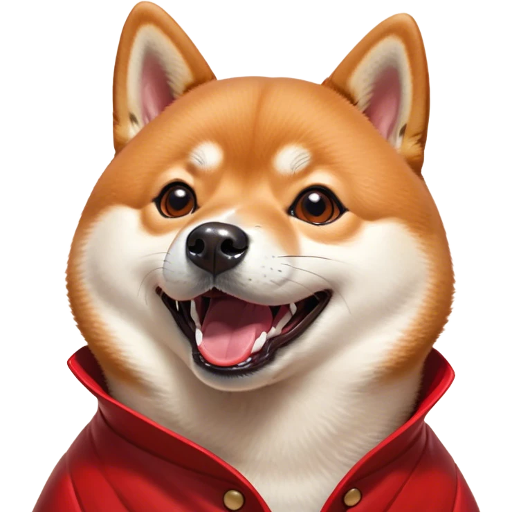 Cinematic Comical Shiba Inu Portrait Emoji, Head tilted dramatically with an exaggeratedly amused or surprised expression, featuring a striking red coat with a creamy underbelly, wide, expressive brown eyes filled with exaggerated disbelief, Simplified yet hilariously expressive features, highly detailed, glowing with a slightly sassy glow, high shine, dramatic yet playful, stylized with an air of cheeky defiance, bright and endearing, soft glowing outline, capturing the essence of a spirited and over-the-top companion, so meme-worthy it feels like it could side-eye its way into internet fame instantly! emoji