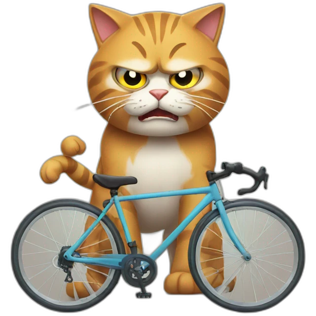 Angry cat with bicycle emoji
