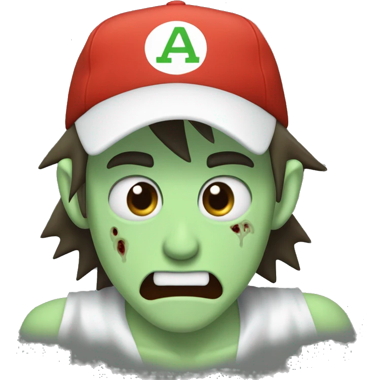 ZOMBIE Ash Ketchum. Red and white cap.  emoji