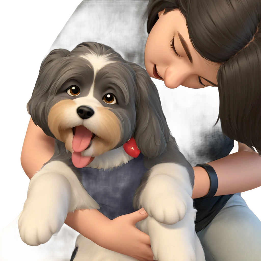 girl and dog in bliss emoji