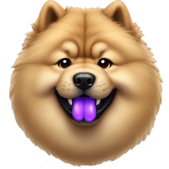 chow chow with purple tongue emoji