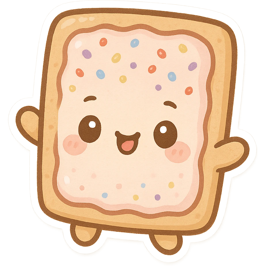 chibi poptart character, smiling, playful, rounded edges emoji