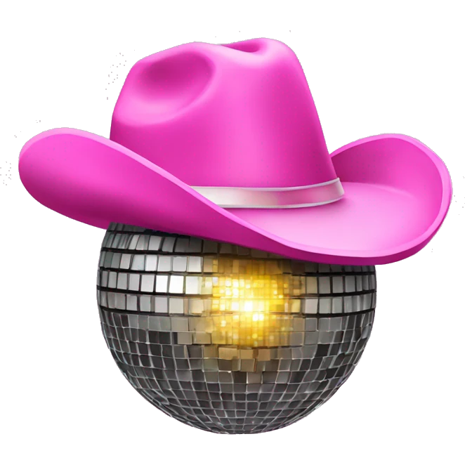 disco ball with a pink cowboy hat emoji