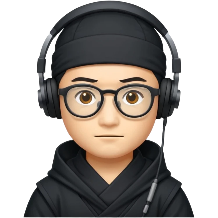 Ninja wearing glasses and headphones  emoji