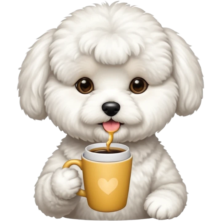 bichon frise dog drinking a coffe emoji