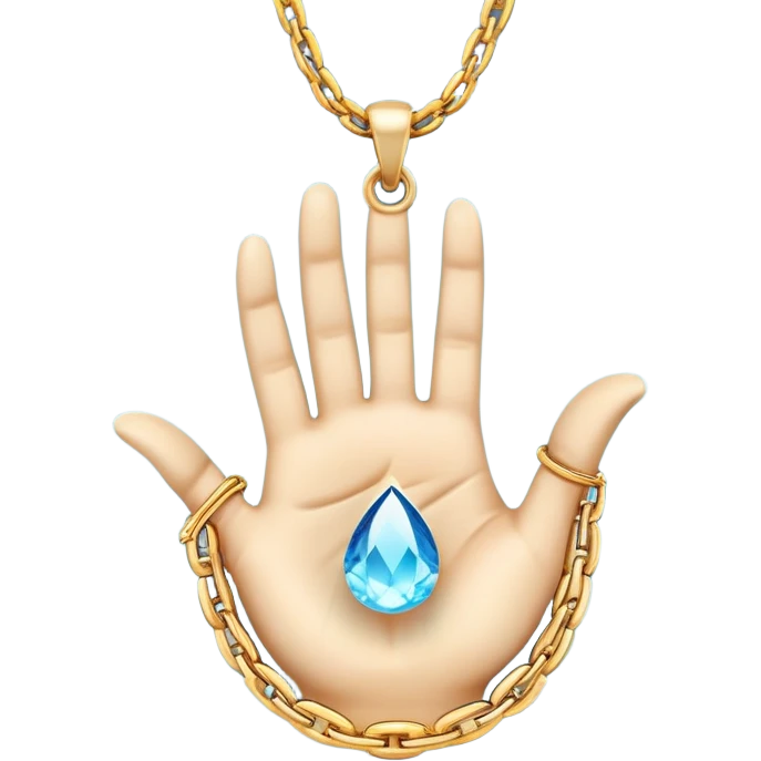 emojis for pendants with chains generally jewelry that is purposeful -- ethereal glowing hand with symbolic palm lines-- 5 fingers reading palm 
 emoji