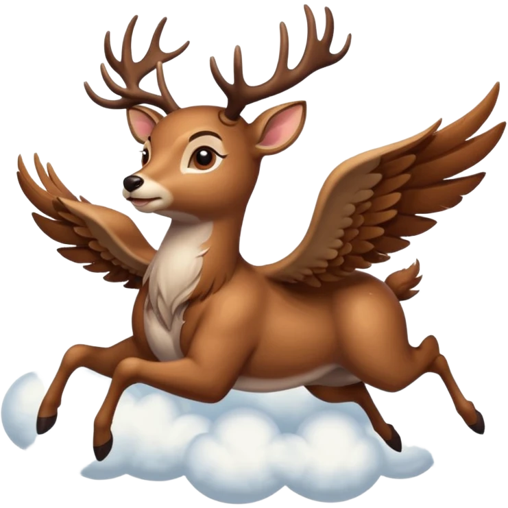 Make a 10 point deer with wings and its flying on a cloud and it is going crazy emoji