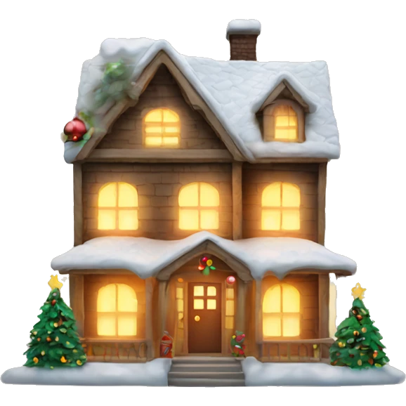 christmas house with light on  emoji