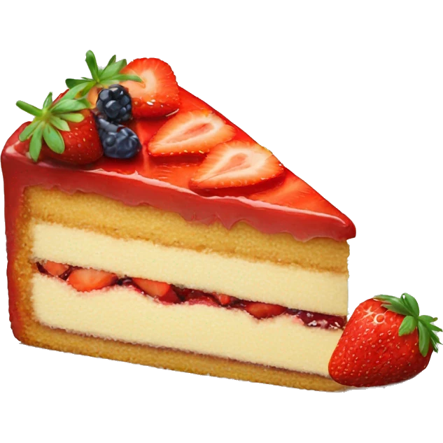 Slice cake with strawberry and berries emoji