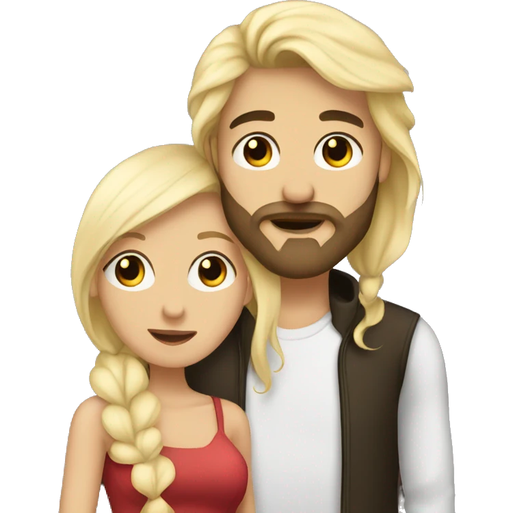 Kissing Couple he dark hair with beard she blonde lobg hair emoji