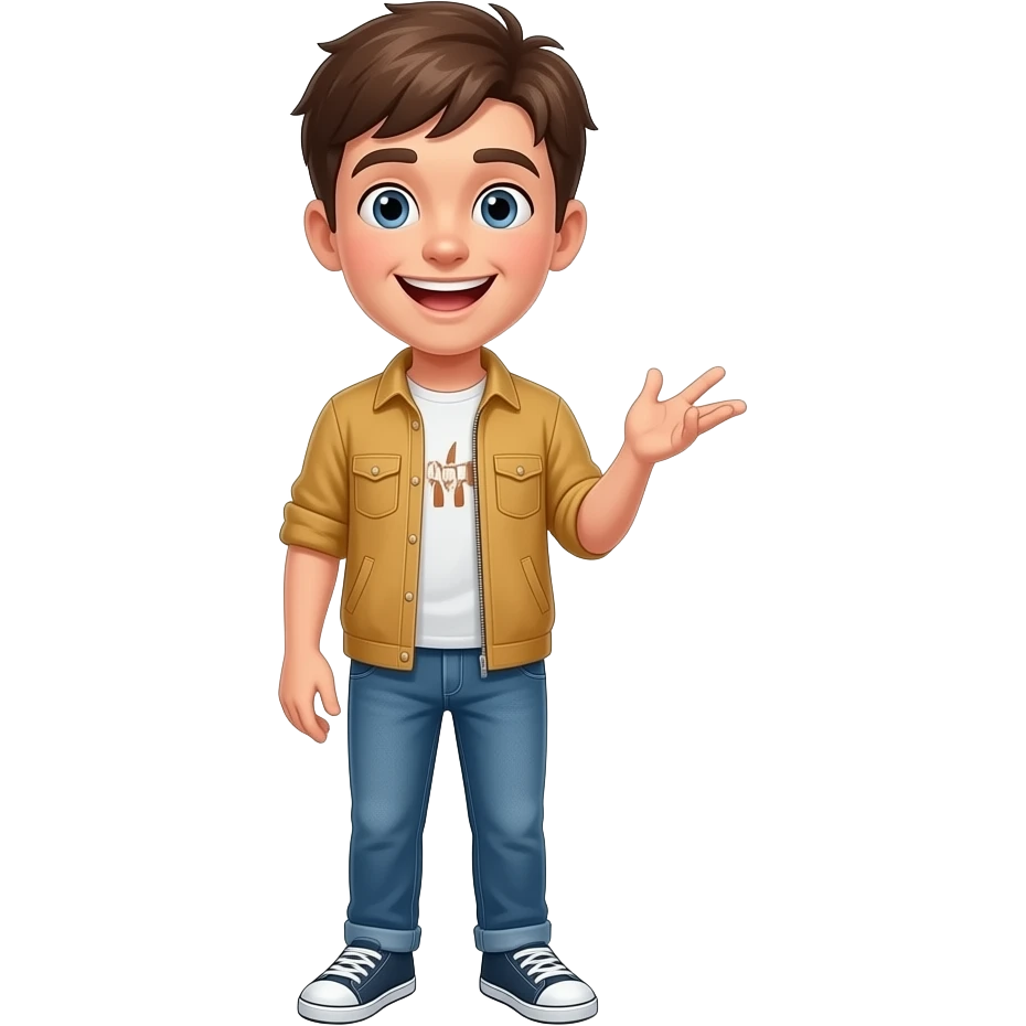 emoji jugendlicher, der einen witz erzählt, ganzer körper emoji