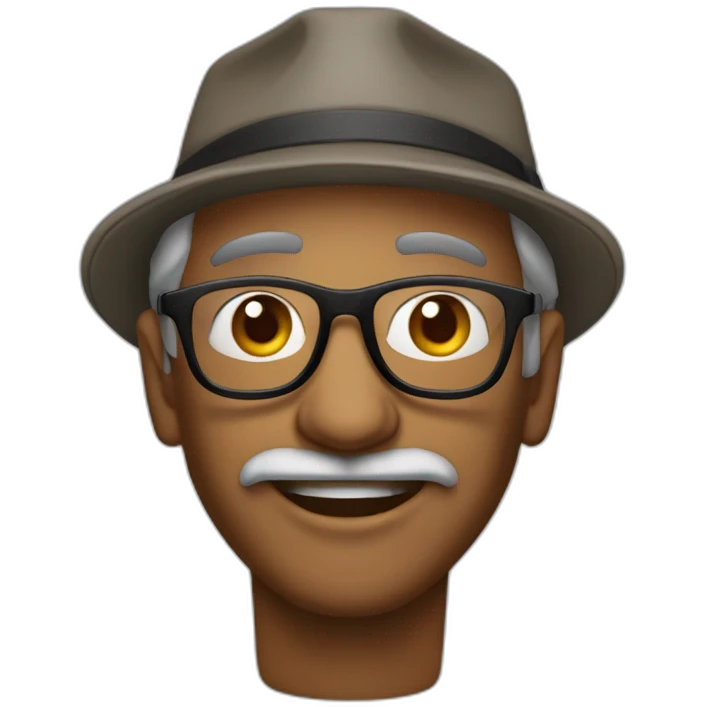 Hombre 60 años con pelo negro gafas i gorra emoji