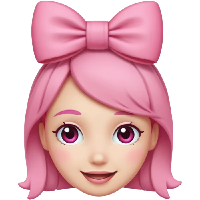 Blushing emoji with bow on head emoji