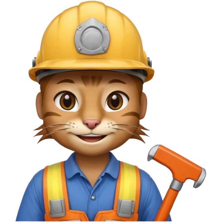 siam cat, handyman Outfit, wearing a Helmet emoji