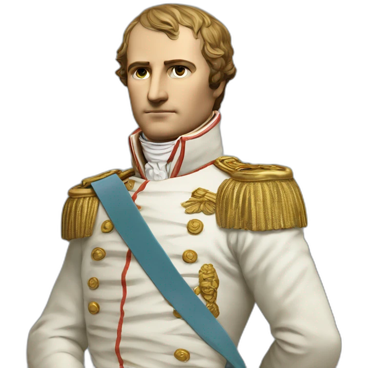 Laurel wreath on short hair serious napoleon bonaparte golden statue emoji