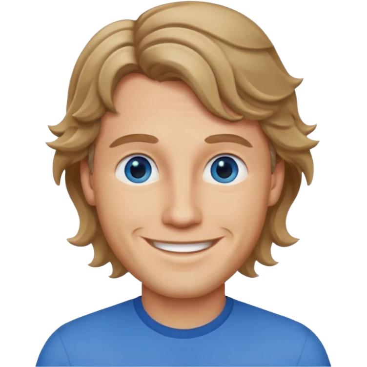 Man with wavy dark blonde hair and blue eyes  emoji