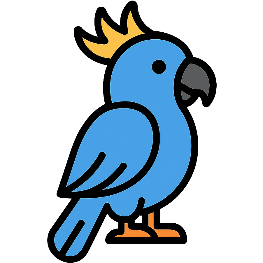 blue cockatoo icon, clean, simple, modern, suitable for app or web use emoji