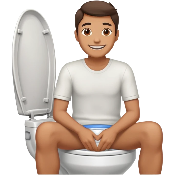 Man sitting in toilet smiling in an uncanny way but only his neck up are visible  emoji
