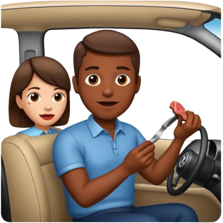 Steak driving emoji
